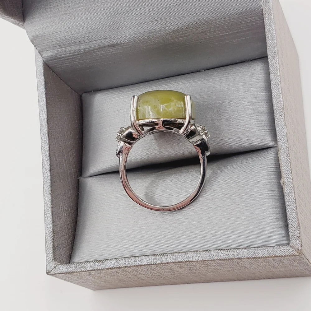 Connemara Marble & Moissanite Platinum | 925 Sterling Silver Statement Ring